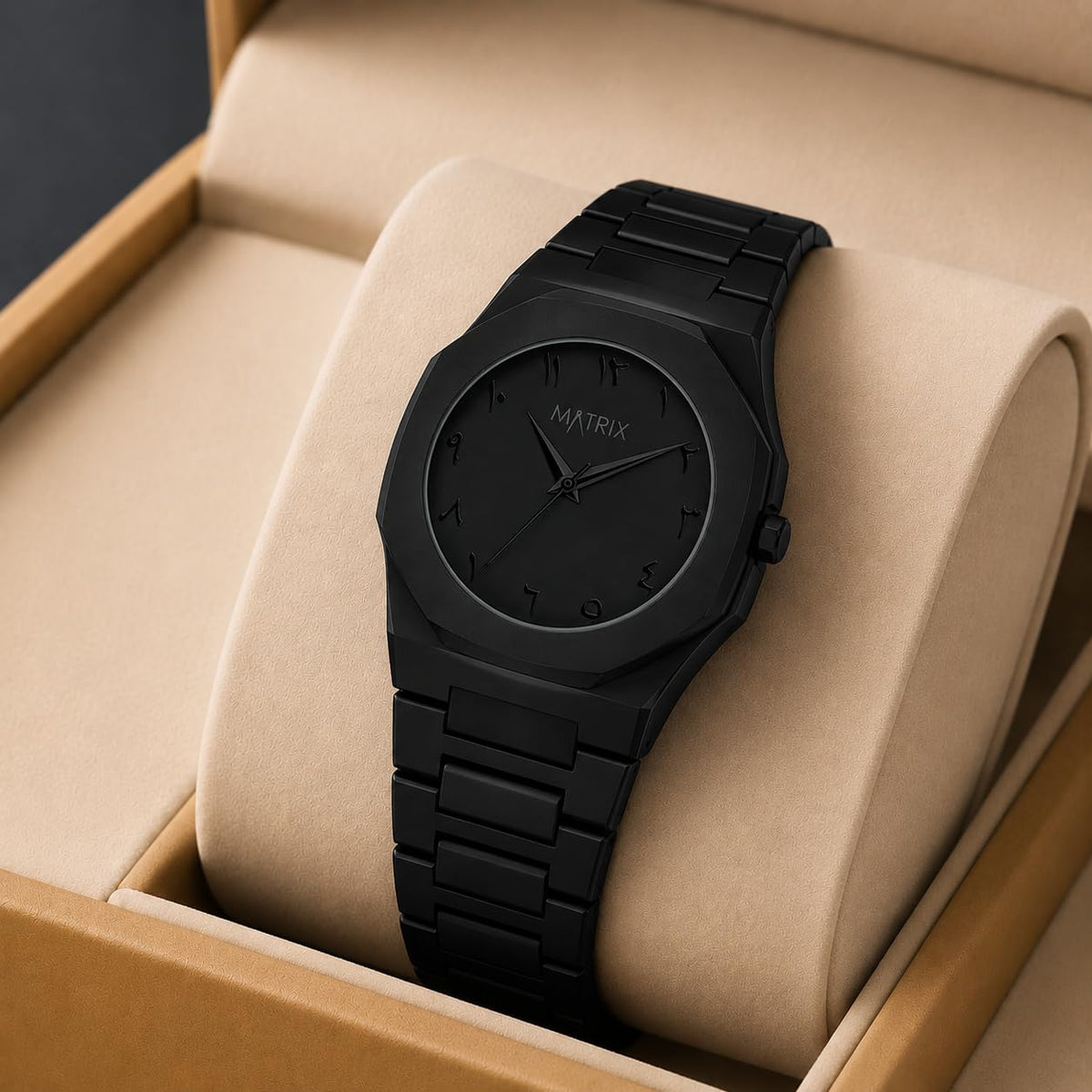Premium Black Arabic Dial Watch for Men and Boys