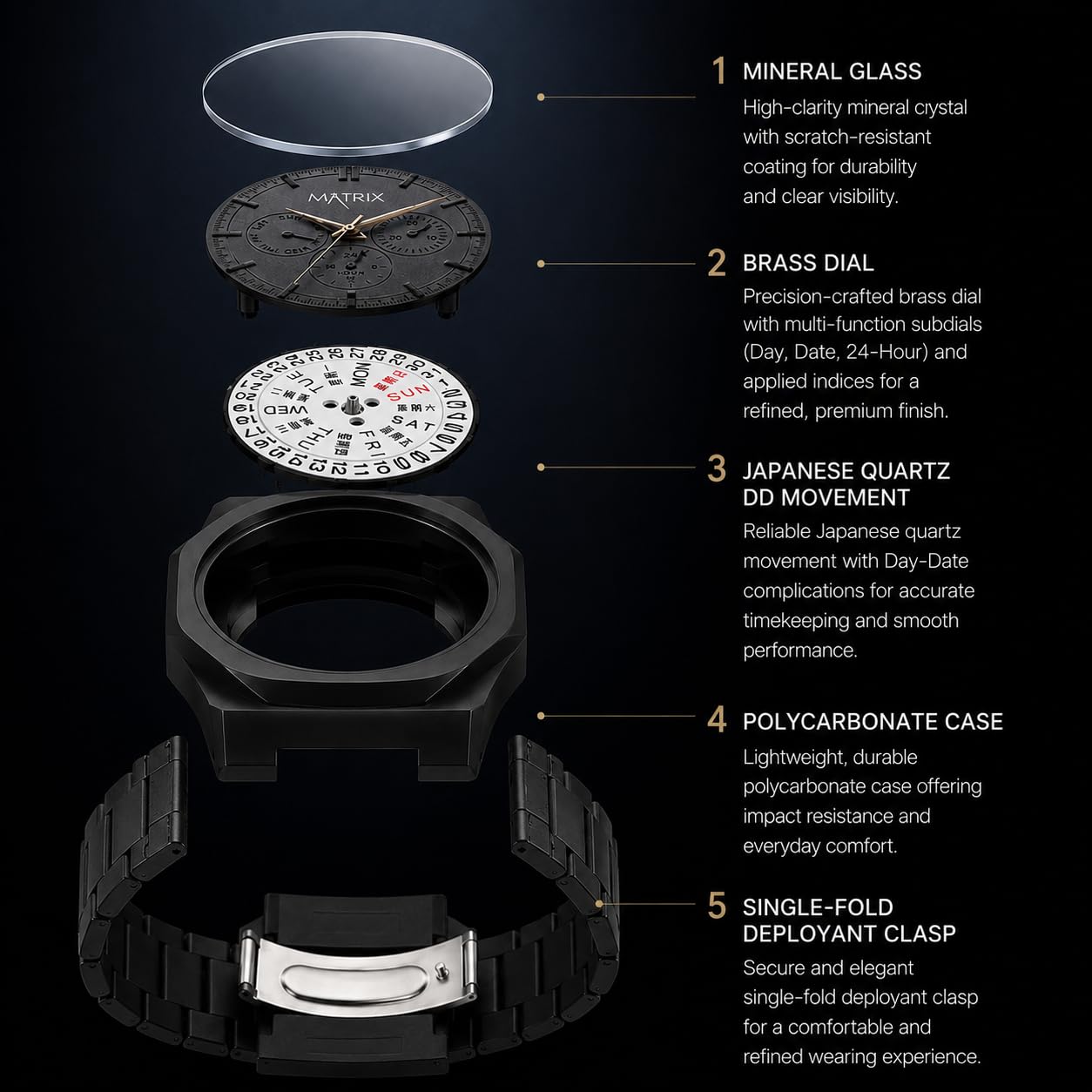 Premium Black Arabic Dial Watch for Men and Boys