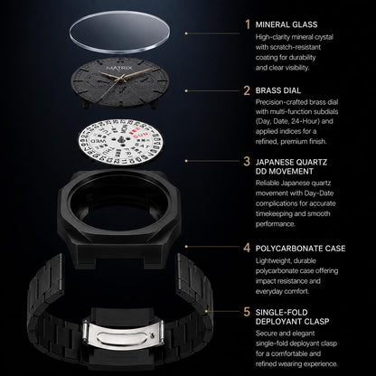 Premium Black Arabic Dial Watch for Men and Boys