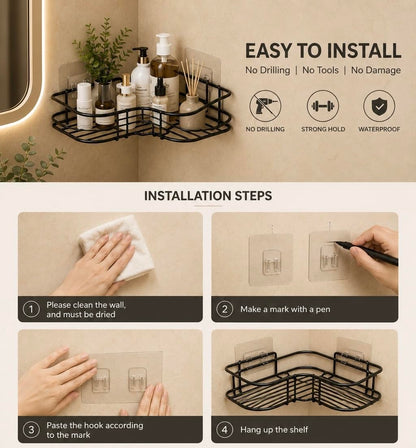 Sleek No-Drill Corner Shelf Set