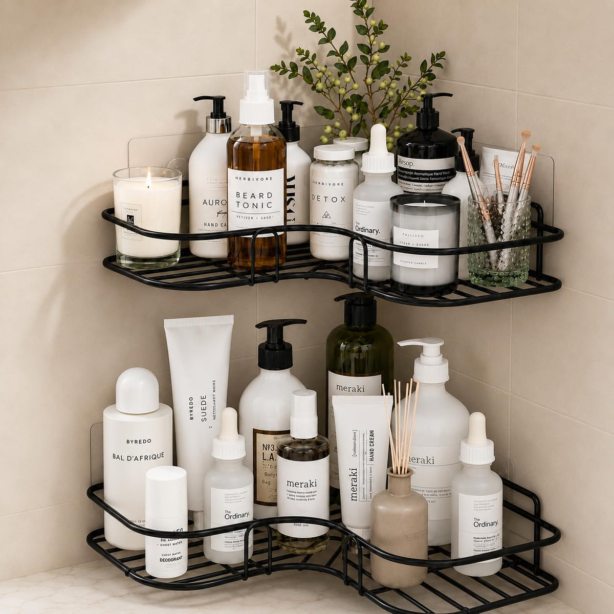 Sleek No-Drill Corner Shelf Set