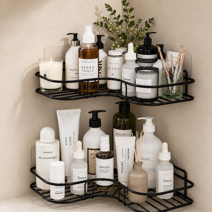 Sleek No-Drill Corner Shelf Set
