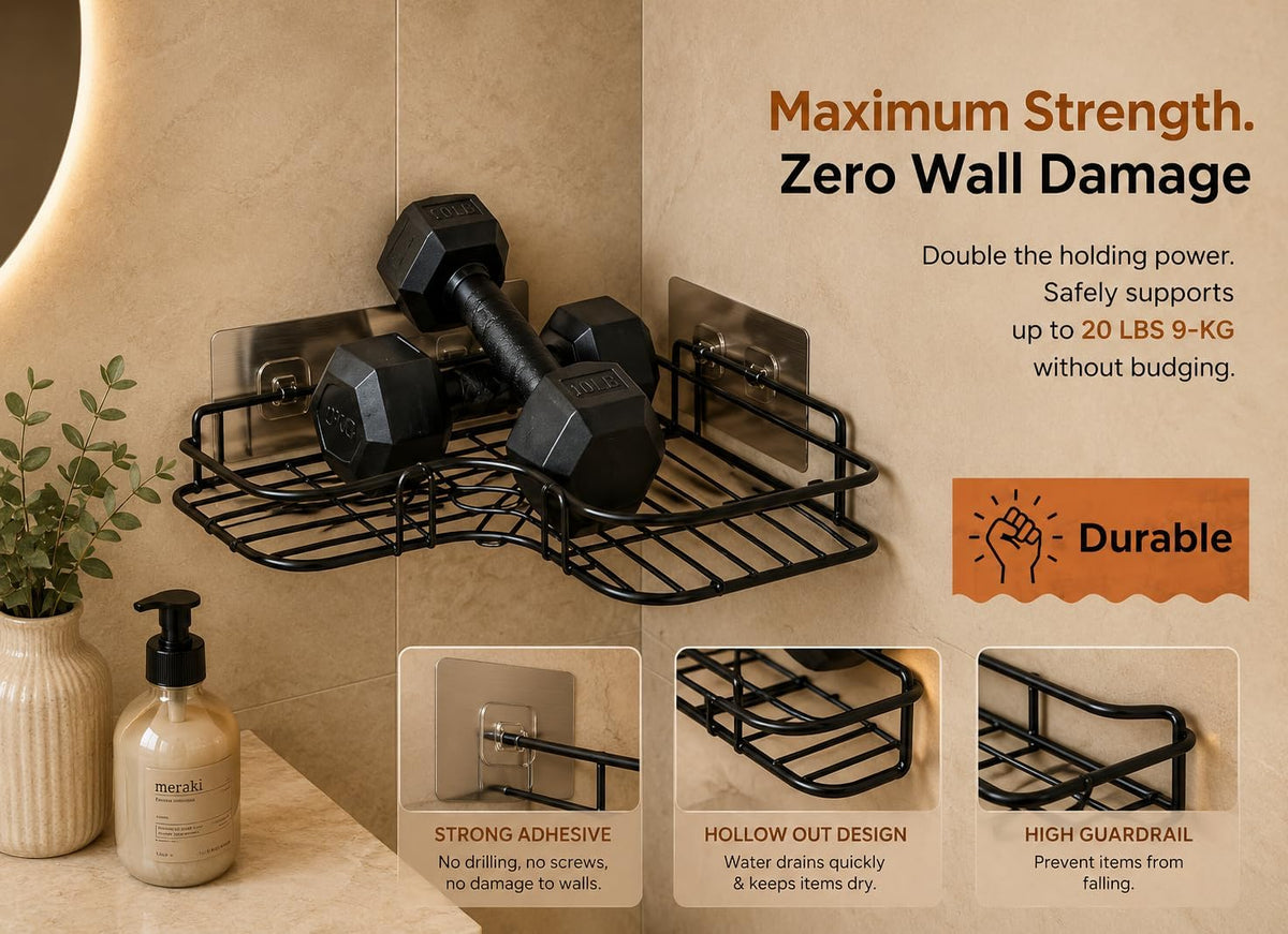Sleek No-Drill Corner Shelf Set
