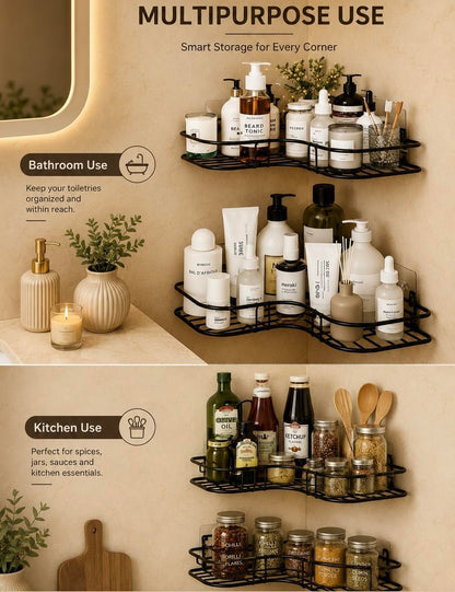 Sleek No-Drill Corner Shelf Set
